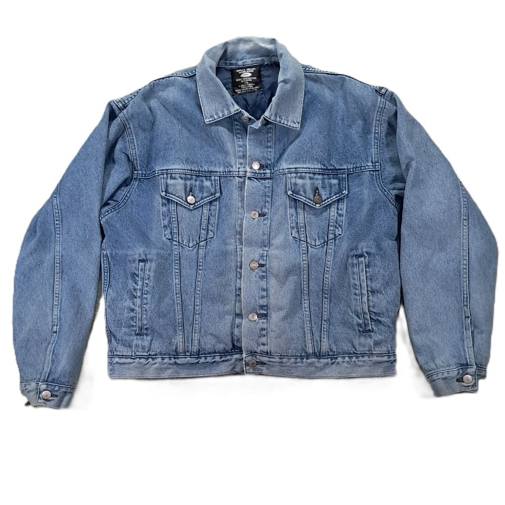 Grit Iron Denim Trucker Jacket Men 2XL XXL Blue Lined Faded